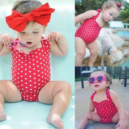 Toddler Baby Girl Swimwear Polka Dot Swimsuit One Piece Bikini Costume Swimsuit Swimwear Girls Biquini Beachwear Bathing
