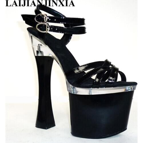 LAIJIANJINXIA New Women Sexy 18cm Square Sole High Heel Platforms Pole Dance Shoes Dress Wedding Dance Shoes