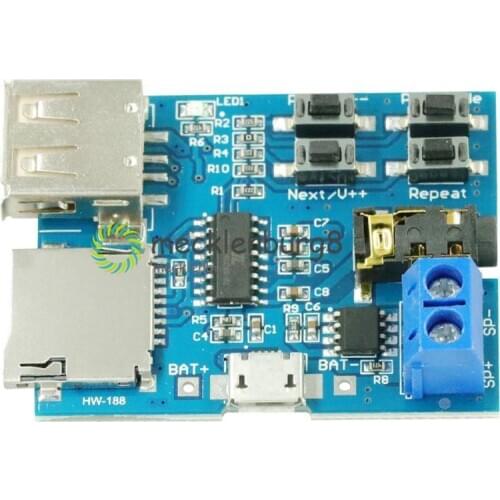 Micro USB MP3 Module TF Card U Disk MP3 Format Decoder Board Amplifier Decoding Audio Player Module 3.7-5.5V Hot Sale