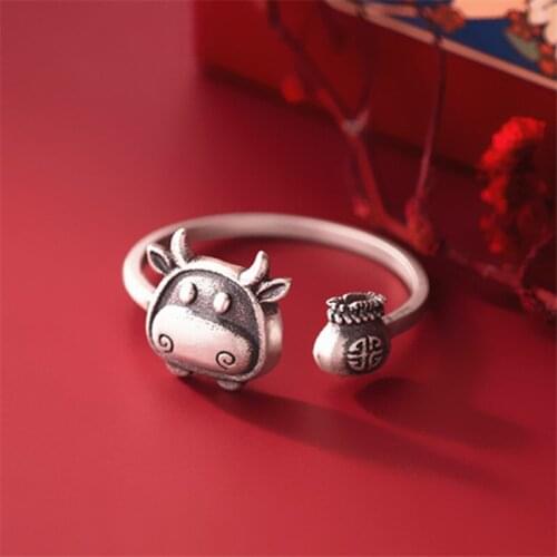 Miuoxion Wholesale Retro Cartoon Cute Cow Ring Fashion Personality Jewelry For Women Feature Namour Charm Gift All Seasons
