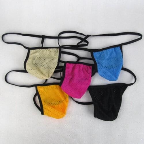 Fashion popular male mens string pouch low-waist thong eyelet fabric