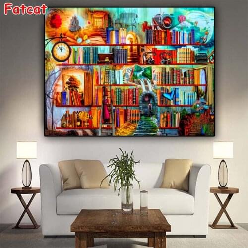 Diamond Painting Kit Fairy Tale Cartoon Bookshelf Fantasy Diamond Embroidery Full Square/round Beaded DIY Rhinestone PP2688