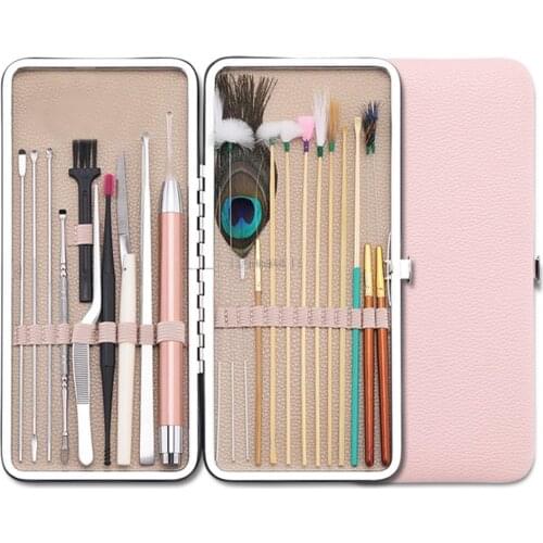 23PCS Ear Wax Removal Tool Kit Ear Pick Set Earwax Remover Spoon Ear Cleaning Care Tools with LED Light for Adult Ear Care