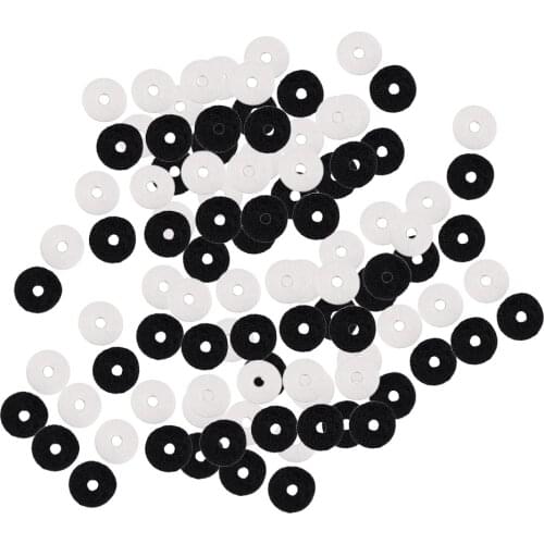 Pack of 100 White+Black Felt Acoustic Guitar Strap Locking Washer Gaskets
