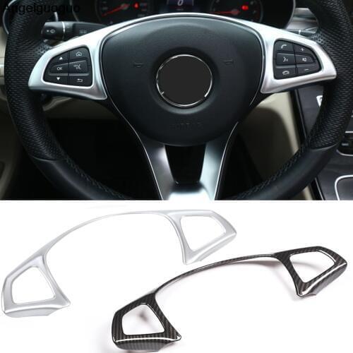 Car Carbon fiber ABS Steering Wheel Button Cover Trim For Mercedes Benz CLA GLA Class Accessories