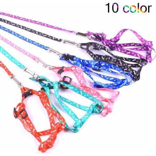 Nylon Dog Pet Puppy Cat Adjustable Harness with Lead Leash 10 Multiple Colour To Choose Toys Leash Chain Collars Interactive Toy