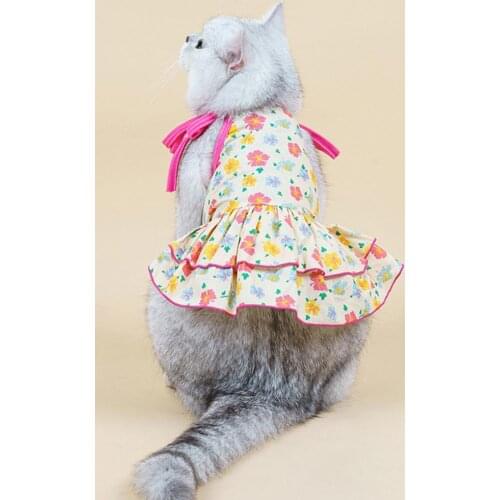 Pet Clothes Maple Leaves Pattern Dress-up Skin Friendly Pet Dog Cats Strap Princess Dress Summer 강아지옷