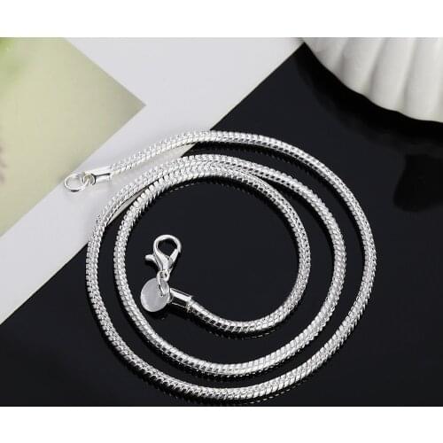 925 Sterling silver necklace wedding high quality solid 3mm CHAIN women men nice noble jewelry fashion cute for Women classic
