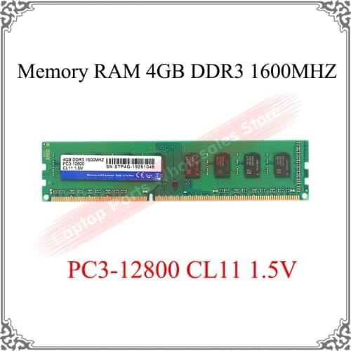 Memory RAM 4GB DDR3 1600MHZ PC3-12800 CL11 1.5V STP4G-19291048 ddr 3 PC RAM 4GB Memory For Desktop