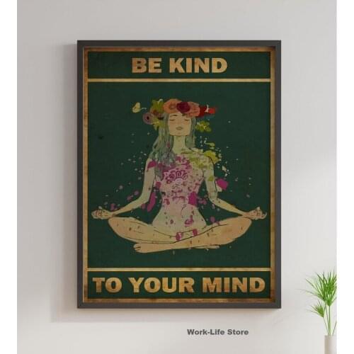 Be Kind To Your Mind Poster, Yoga Print, Floral Poster, Floral Print, Garden Art, Wall Art Decor, Vintage Poster, Vintage