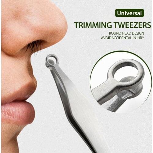 Potable Nasal Hair Trimmer Stainless Steel Mini Nose Hair Trimming Tweezers Hair Removal Scissors Facial Hair Trimmer Clipper