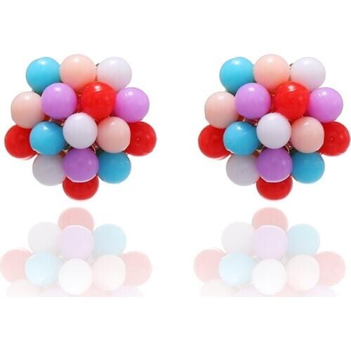 Korean version simple colorful ball earrings small geometry balloon Earrings personality versatile Earrings Womens jewelry