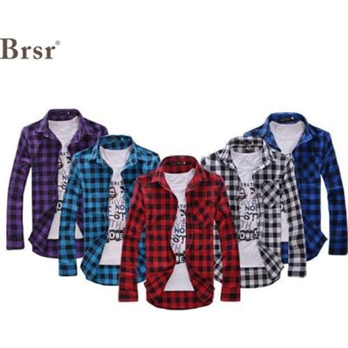 Mens Plaid Men Shirt Button Down Casual Check Long Sleeve Slim Spring And Autumn Male Soft Comfortable Fashion Camisa Masculina