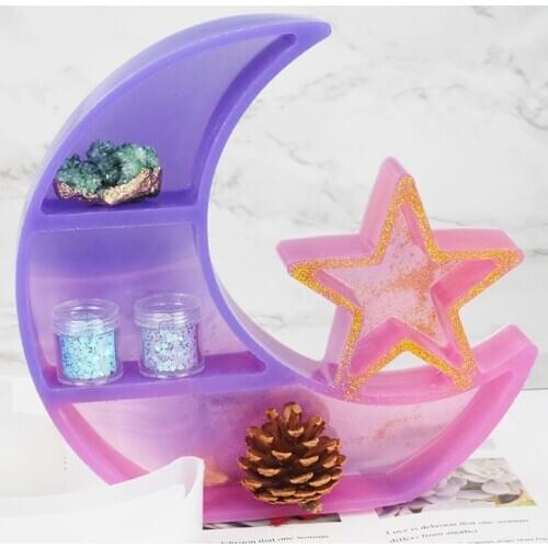 DIY Crystal Silicone Storage Mold Moon Star Large Tray Table Epoxy Resin Mold Eclipse Pendant Mold Jewelry Crafts Making