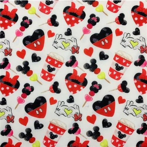 Red love heart Polyester cotton Fabric for boy Girl Clothes Bedding Hometextile Curtain Cushion Cover DIY Needlework Material