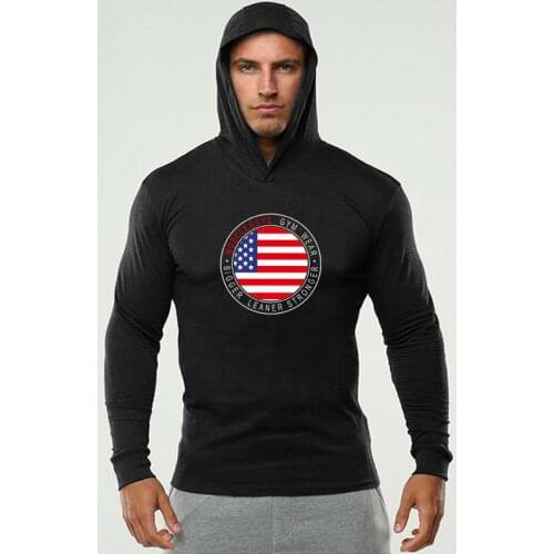 Muscleguys Gym Bodybuilding Clothing Fitness Stringer Hoodie T Shirt Muscle Men Hooded T-shirt Cotton Sportswear Tee Shirt Homme