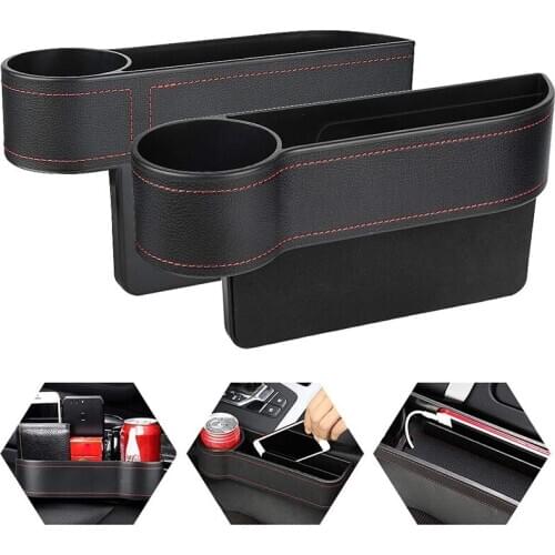 Universal Auto Car Organizer Seat Gap Slit Pocket PU Leather Storage Box Phone Bottle Cups Holder For Car Accessories interior