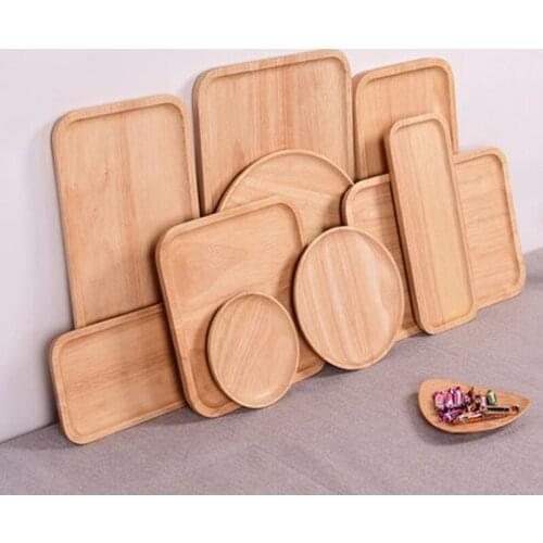 Japanese solid wooden tray rectangular household Nordic water cup tea tray wooden barbecue bread snack small dish melon seeds