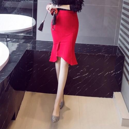 Stretch high waist bag hips skirt women mid-length slim split skirt wedding ceremony festive long skirts office lady clothes