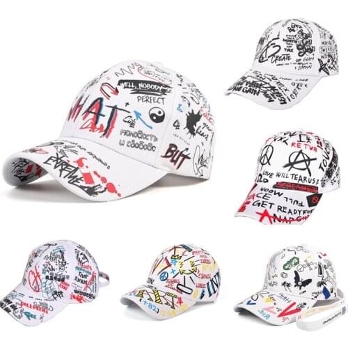 Female hip-hop cartoon baseball cap printed sun hat unisex European and American cotton adjustable hat female baseball cap male