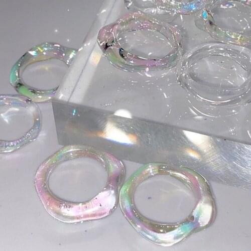 Ins Aesthetic Colorful Transparent Resin Acrylic Korean Geometric Irregular Rings for Women Trendy Jewelry Gifts Vintage Ring
