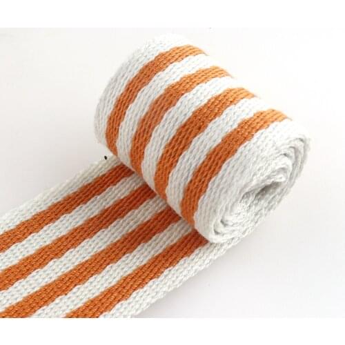 1.5 inch yellow striped webbing fabric belt heavy weight cotton webbing handbag Polyester soft webbing dog collar Nylon key fobs