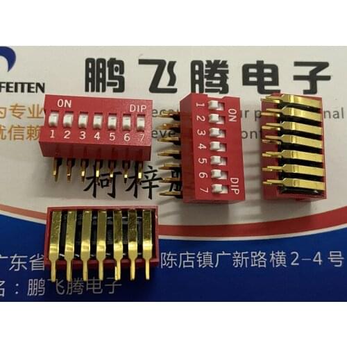 1PCS Taiwan Yuanda DIP DA-07-V dial code switch 7-bit curved foot side dial 90 degree 7P program 2.54mm