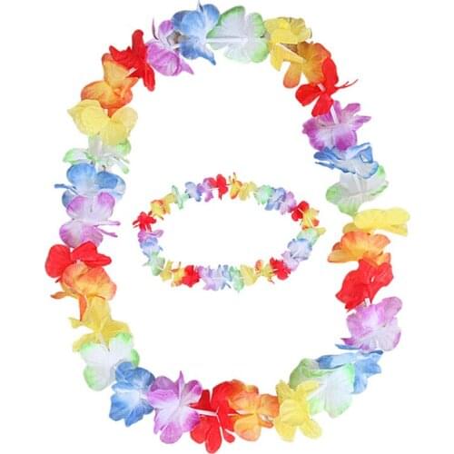 10pcs Hawaii Artifical Flower Necklace Hawaiian Leis Wreath Garland Summer Beach Party DIY Hawaiian Party Decorations