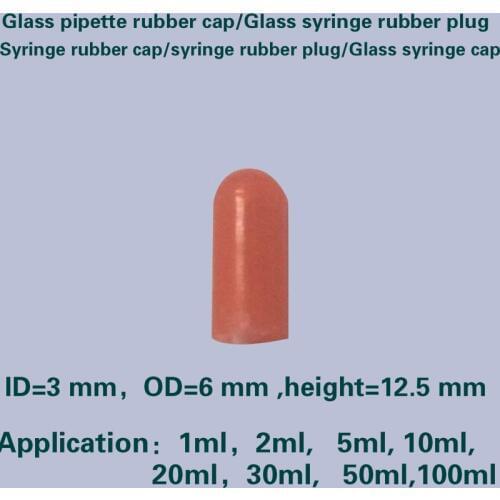 100 pcs/lot Glass pipette rubber cap/Glass syringe rubber plug/Syringe rubber cap/syringe rubber plug/Glass syringe cap