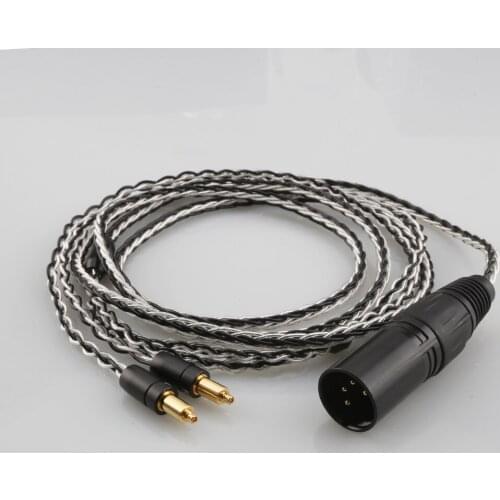 2.5mm 4.4mm XLR 3.5mm HiFi 8 Core Silver Plated Black Earphone Cable For Shure SRH1540 SRH1840 SRH1440