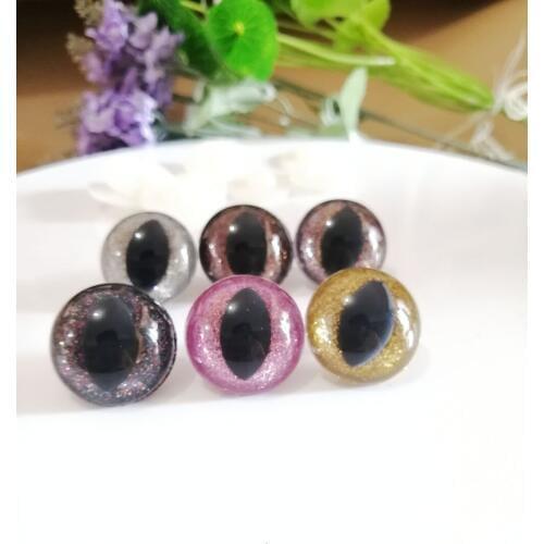 20pcs-- 25mm plastic clear safety toy cat eyes +new glitter fabric + hard washer for plush doll findings color option--N6