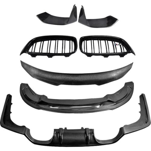 2021 Suitable For F80 w F82 M4m3 Refitting Carbon Fiber Front Side Skirt and Rear Lip Tail Blade Wrapping Angle Encircling