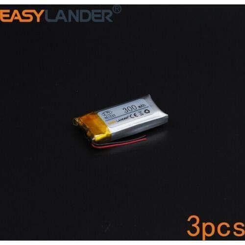 3pcs/Lot 3.7V 300mAh Rechargeable li Polymer Li-ion Battery For bluetooth headset mp3 speaker mouse recorder wristband 651533