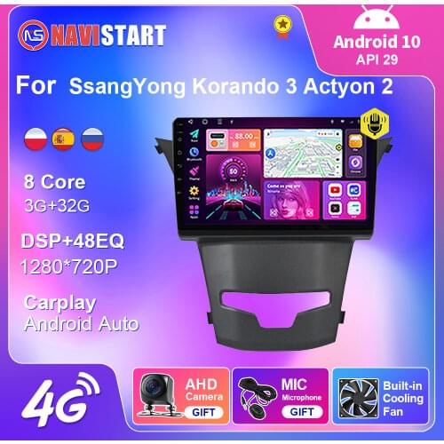 2 Din For SsangYong Korando 3 Actyon 2 2013-2017 Android 10 Car Radio GPS Navigation 4G WIFI USB Android Auto Carplay DVD Player