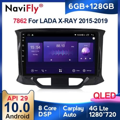 NaviFly 6GB+128GB 8 Core Carplay QLED 1280*720 Android 10.0 Radio GPS Car Muletimedia Player For LADA Xray X ray 2015 - 2019