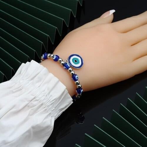 T8DE Evil Eye Ankle Bracelet Evil Eye Bead Chain Lucky Kabbalah Protection Amulet Bracelet Turkey Blue Cyan Eye Bracelet