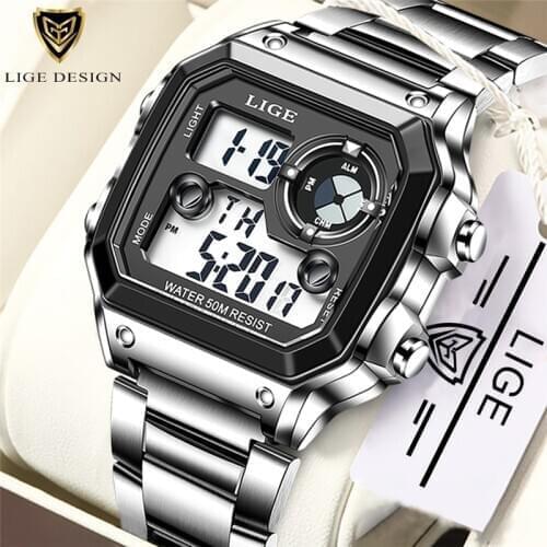 LIGE Brand Men Digital Watch Shock Military Sport Watches Fashion Waterproof Electronic Wristwatch Mens Reloj Inteligente Hombre
