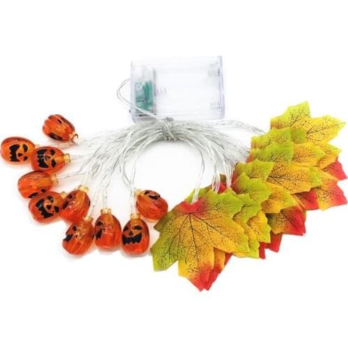 300/400cm Thanksgiving Lights Fall Maple Leaves String Lights 20/40 LED Maple Leaves Pumpkin Lights Battery Operated Fall Lights