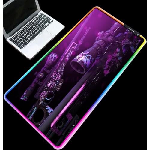ZSUXTC RGB Gaming Mouse Pad CSGO Guns Colorful Table Mat Multi Size Choice High Quality Non-slip Keyboard Pad