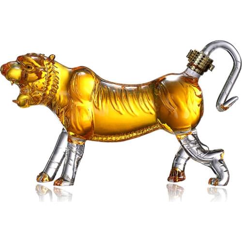 Handsome tiger shaped cool design home party lead-free whiskey decanter for Liquor Scotch Bourbon 1201-11