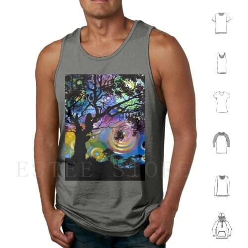 Tree With A View Tank Tops Vest Spirals Cosmic Cosmos Art The Universe Cherie Roe Dirksen Girls Cat Tree Silhouette