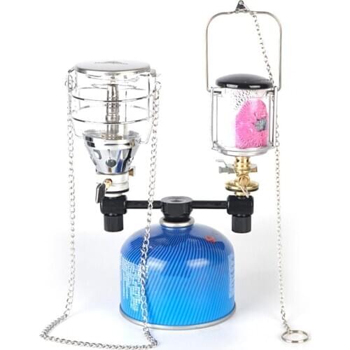 Multifunctional Flat Gas Bottle Adapter Double Connector Portable Aluminium Alloy Steam Lamp Accessories for Camping Lighting