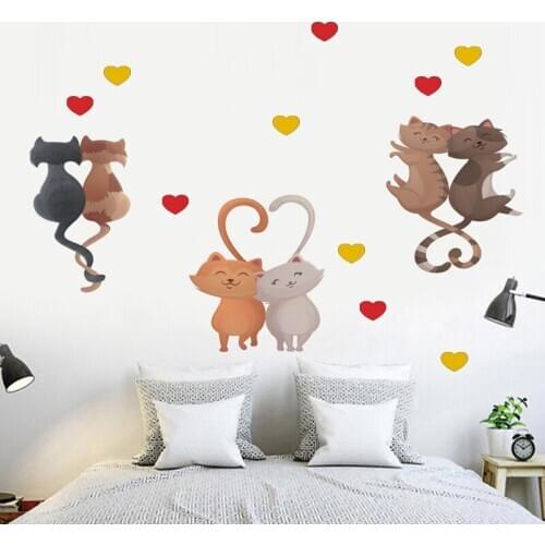 Lovely Cat Kids Room Wall Sticker Cartoon Animal Wedding Room Decoration Poster Painting for Baby Room Nursery Wall Art