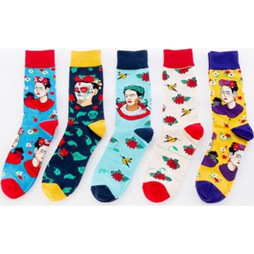 Mens Cotton Socks, Novel Cartoon Woman Design Classic Creative New Cute Comfortable Women Socks Holiday Gifts Zize 40-46
