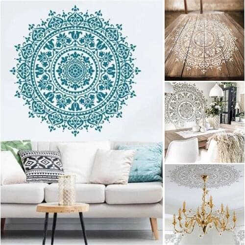 New Mandala Auxiliary Painting Template Large Reusable Stencil for Floor Wall Tile Fabric Furniture Painting Accessory