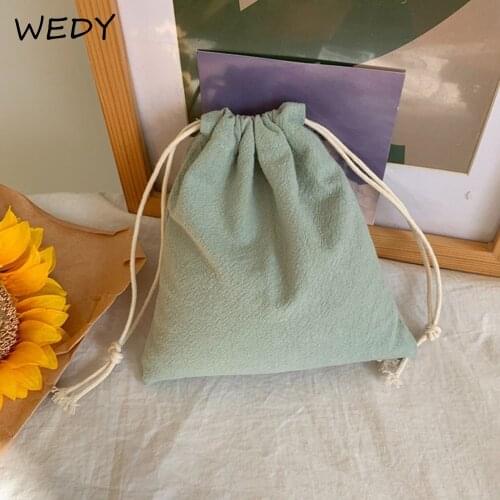 Solid Color Drawstring Bag Small Finishing Storage Bag Cotton Fabric Christmas Gift Bags Candy Jewelry Packing Drawstring Pouch