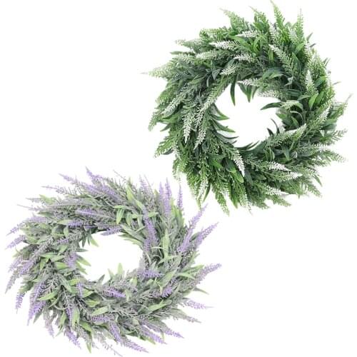 Front Door Wreaths Artificial Lavender Flowers Garland Summer Home Decor
