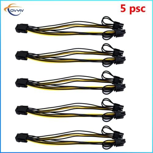 5pcs COVYIV PCIE 6 Pin to Dual 8 6+2 Pin PCI Express Graphic Video Card Adapter Power Supply Splitter Cable For Mining riser