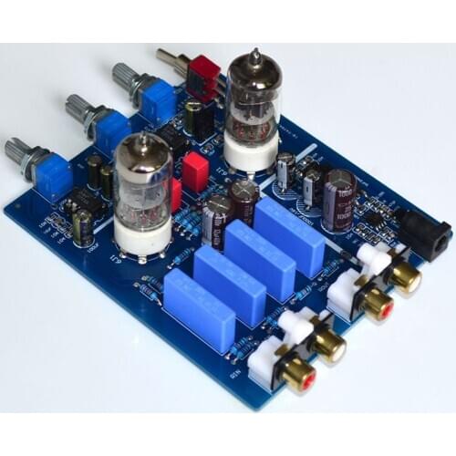 KYYSLB YJ443 DC12V2A Fever HIFI Bile Preamp 6J1 Tube with High and Bass Adjustment Preamp HIFI Audio Amplifier Preamplifier