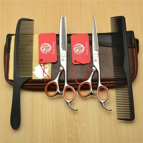 4Pcs Set 5.5''/6.0'' Purple Dragon Professional Human Hair Scissors Hairdressing Scissors Cutting Shears Thinning Scissors Z1008